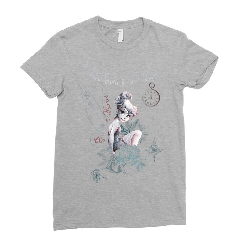 Peter Pan Tinker Bell Believe Drawing Graphic Ladies Fitted T-Shirt by haxemaxagi | Artistshot