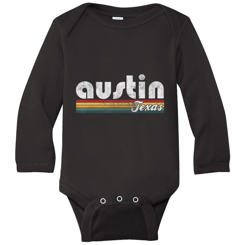 Austin Texas Vintage 70's 80's Retro Style Men Women Long Sleeve Baby Bodysuit by Kosdapen517 | Artistshot