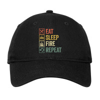 Fire T  Shirt Funny Eat Sleep Fire Repeat Retro Vintage Gift T  Shirt Adjustable Cap | Artistshot