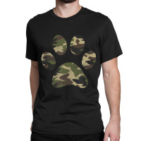 Cool Vintage Green Camouflage Dog Paw Print Classic T-shirt | Artistshot