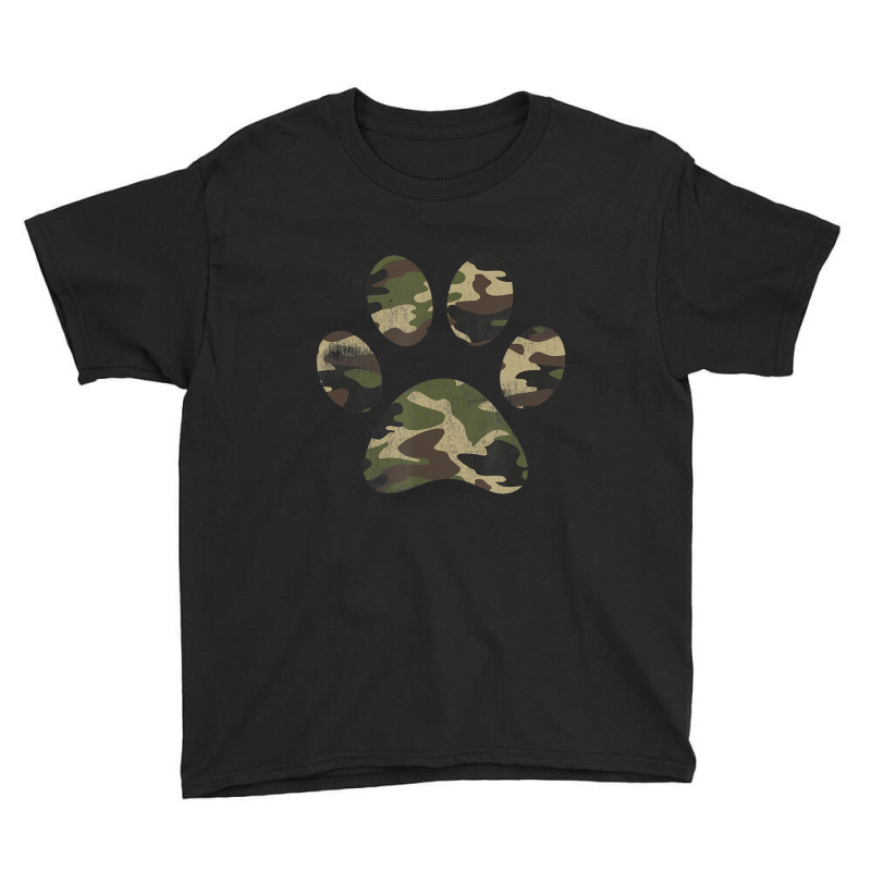 Cool Vintage Green Camouflage Dog Paw Print Youth Tee by Konlasa6638 | Artistshot