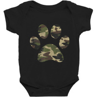 Cool Vintage Green Camouflage Dog Paw Print Baby Bodysuit | Artistshot