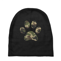 Cool Vintage Green Camouflage Dog Paw Print Baby Beanies | Artistshot