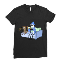 Mordecai And Rigby Pizza And Video Games Ladies Fitted T-shirt | Artistshot