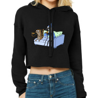 Mordecai And Rigby Pizza And Video Games Cropped Hoodie | Artistshot