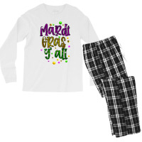 Mardi Gras Y'all Galveston Fun Cute Beads And Mask T Shirt Men's Long Sleeve Pajama Set | Artistshot