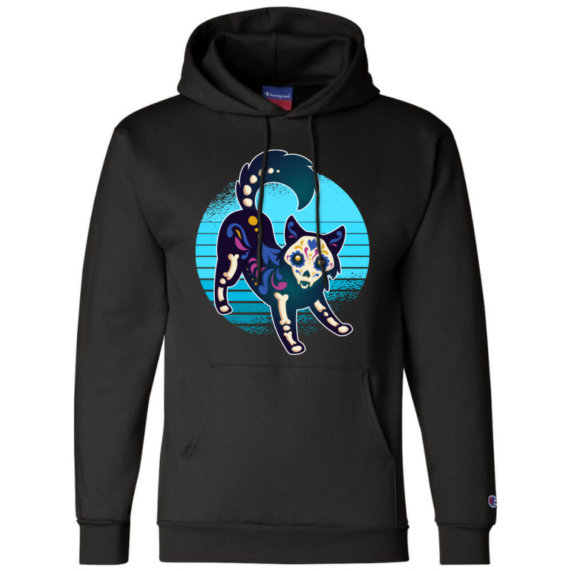 Sugar Skull Cat Champion Hoodie by atereabag | Artistshot