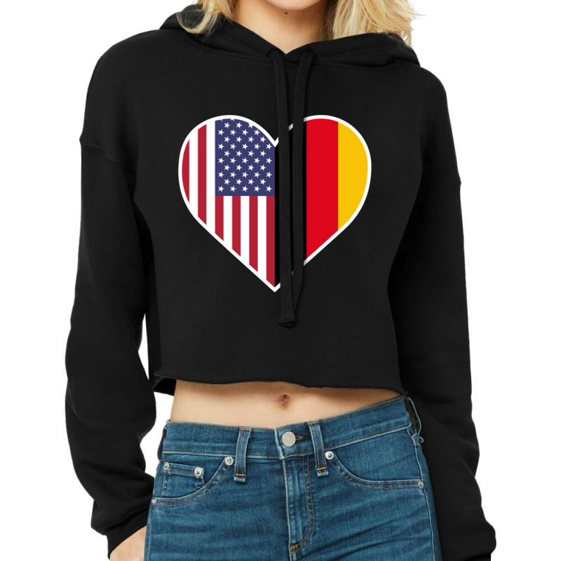 German American Heart United States Of America Germany Gift Pullover H Cropped Hoodie by cm-arts | Artistshot