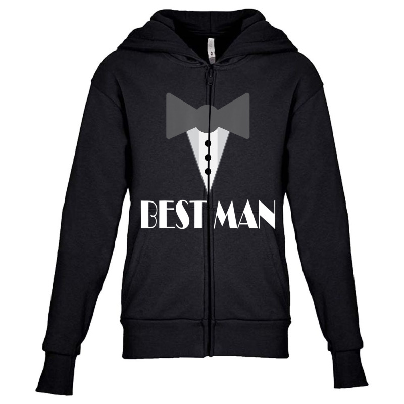 Best Man Wedding Party Mock Tuxedo Youth Zipper Hoodie by Bertrand Angulo | Artistshot