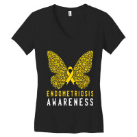 Butterfly Endometriosis Awareness Month Endo Support Ribbon Women's V-neck T-shirt | Artistshot