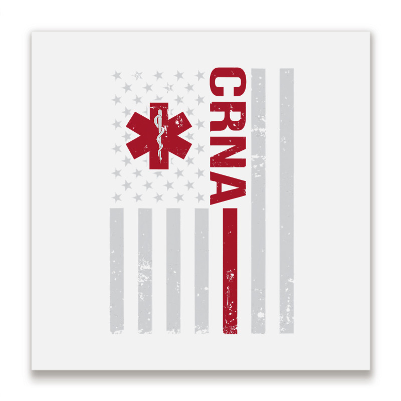 Crna Certified Registered Nurse Anesthetist Usa Flag Metal Print Square | Artistshot