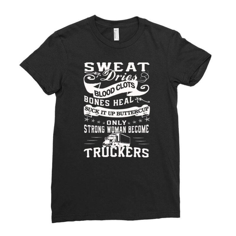 Trucker Woman Ladies Fitted T-Shirt by QuantaviusXaver | Artistshot