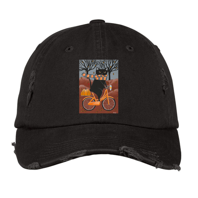 Black Cat Autumn Bicycle Ride Vintage Cap by cm-arts | Artistshot