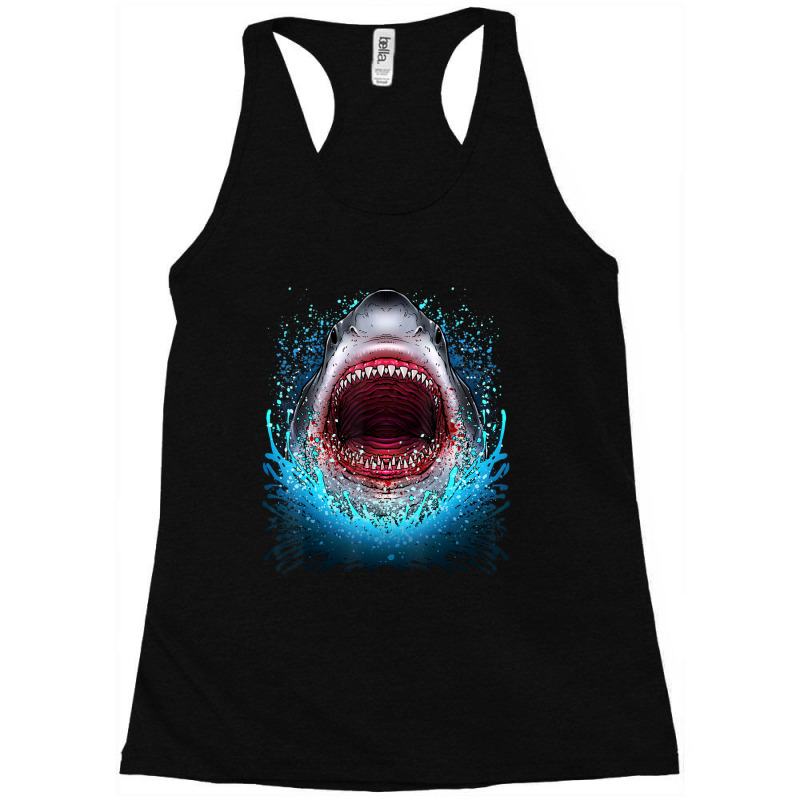 Great White Shark Open Mouth Teeth Beach Ocean Animal Racerback Tank by Kanmopsuk45 | Artistshot