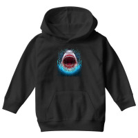 Great White Shark Open Mouth Teeth Beach Ocean Animal Youth Hoodie | Artistshot