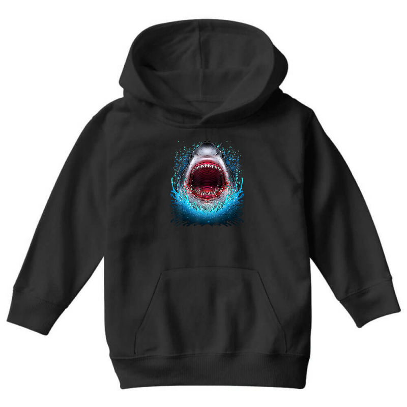 Great White Shark Open Mouth Teeth Beach Ocean Animal Youth Hoodie by Kanmopsuk45 | Artistshot