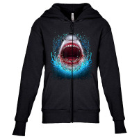 Great White Shark Open Mouth Teeth Beach Ocean Animal Youth Zipper Hoodie | Artistshot