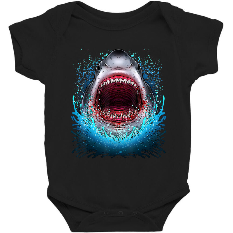 Great White Shark Open Mouth Teeth Beach Ocean Animal Baby Bodysuit by Kanmopsuk45 | Artistshot