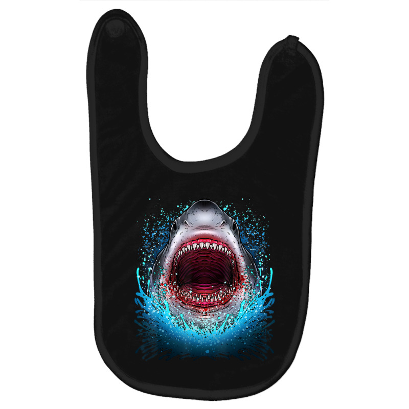 Great White Shark Open Mouth Teeth Beach Ocean Animal Baby Bibs by Kanmopsuk45 | Artistshot