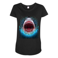 Great White Shark Open Mouth Teeth Beach Ocean Animal Maternity Scoop Neck T-shirt | Artistshot