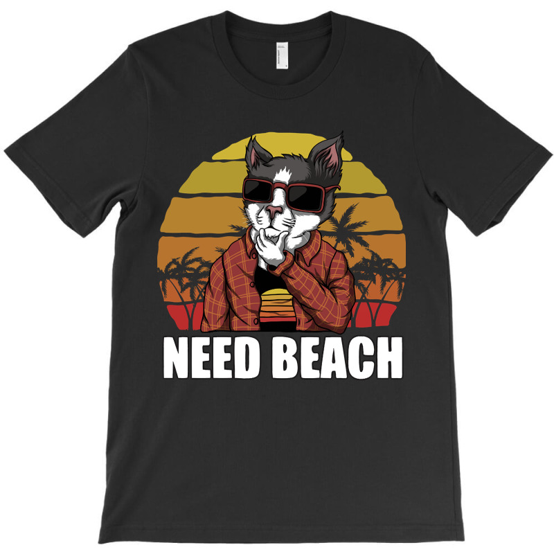 Retro Sunset Beach Cat, Sunset Beach Cat, Sunset Beach Cats, Beach Cat T-shirt | Artistshot