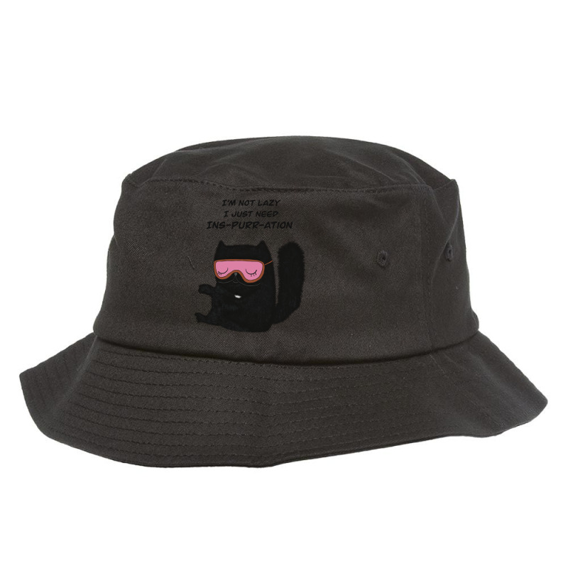 I’m Not Lazy, I Just Need Ins-purr-ation ! Cat Lover   Black Cat Lov Bucket Hat | Artistshot