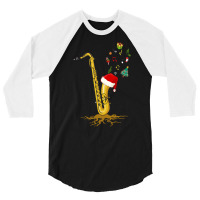 Saxophone Chrismas Tree, Merry Christmas Saxophone, Saxophone Chrismas 3/4 Sleeve Shirt | Artistshot