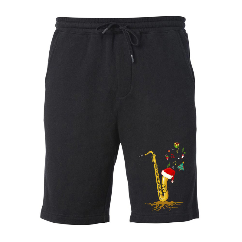 Saxophone Chrismas Tree, Merry Christmas Saxophone, Saxophone Chrismas Fleece Short | Artistshot