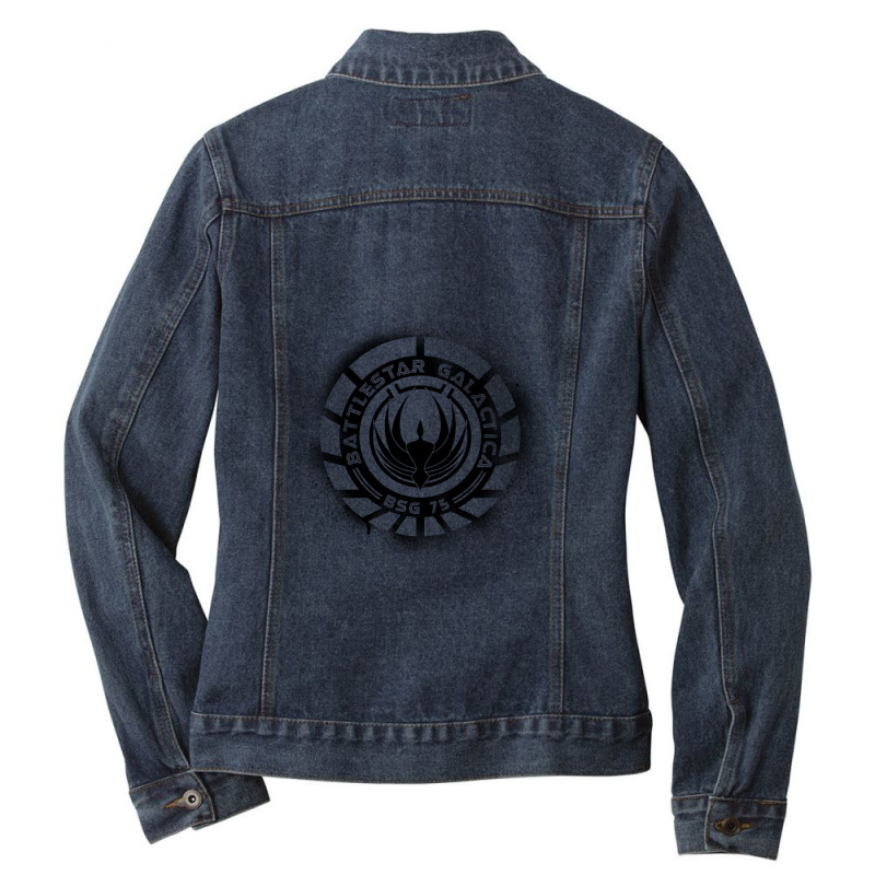 Battlestar Galactica Grunge - Blue Line Ladies Denim Jacket by cm-arts | Artistshot