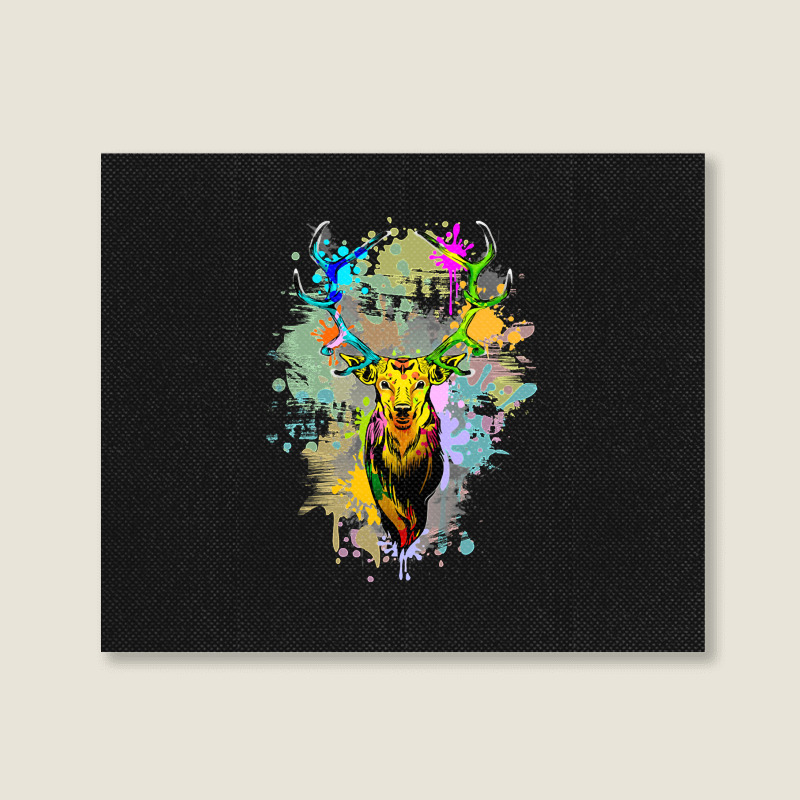 Deer Popart Dripping Paint, Deer Pop Art, Dripping Paint, Deer Drippin Landscape Canvas Print | Artistshot