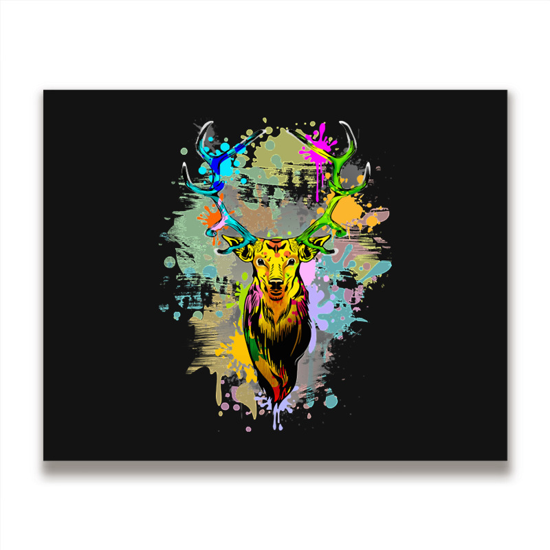 Deer Popart Dripping Paint, Deer Pop Art, Dripping Paint, Deer Drippin Metal Print Horizontal | Artistshot