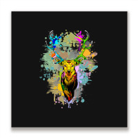 Deer Popart Dripping Paint, Deer Pop Art, Dripping Paint, Deer Drippin Metal Print Square | Artistshot