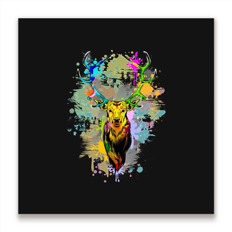 Deer Popart Dripping Paint, Deer Pop Art, Dripping Paint, Deer Drippin Metal Print Square | Artistshot