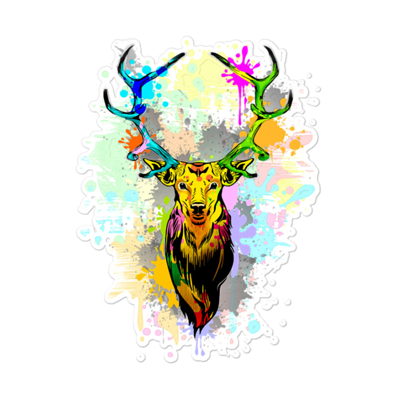 Deer Popart Dripping Paint, Deer Pop Art, Dripping Paint, Deer Drippin Sticker | Artistshot