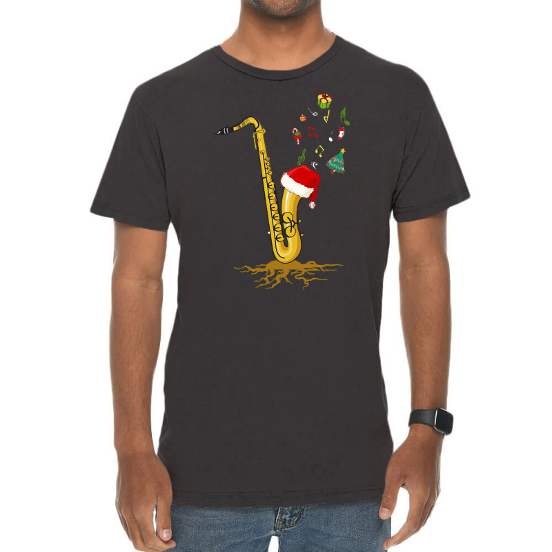 Saxophone Chrismas Tree, Merry Christmas Saxophone, Saxophone Chrismas Vintage T-shirt | Artistshot