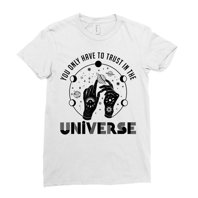 Trust In Universe Crystal Divination Ball Tarot Cards Witch T Shirt Ladies Fitted T-Shirt by cm-arts | Artistshot