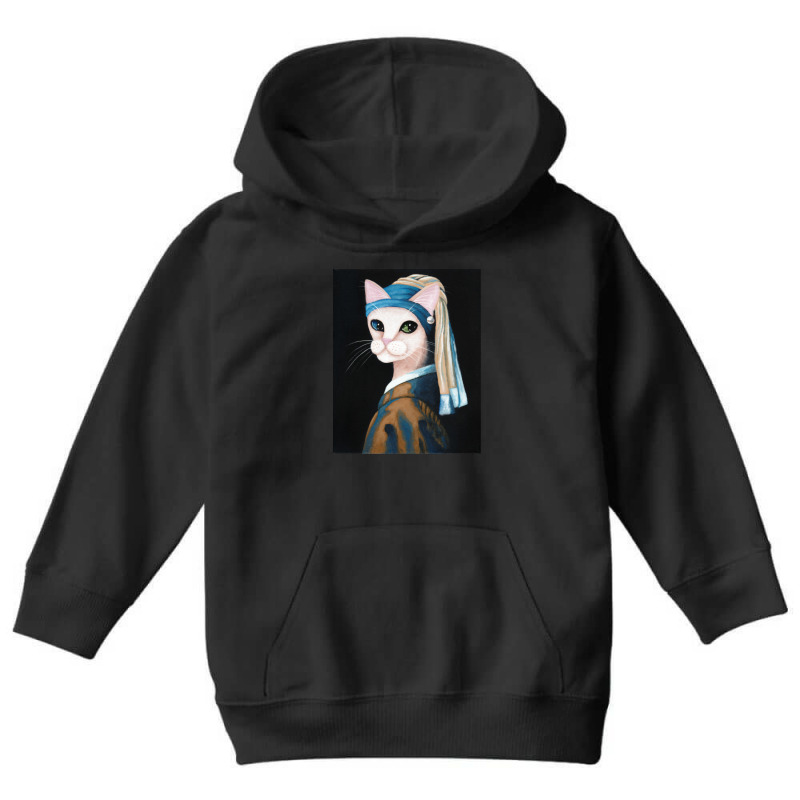 The Cat With The Pearl Earring Youth Hoodie by atereabag | Artistshot