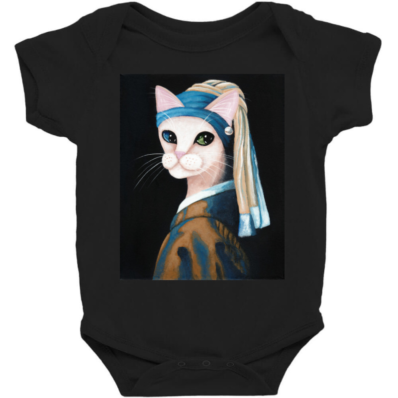 The Cat With The Pearl Earring Baby Bodysuit by atereabag | Artistshot