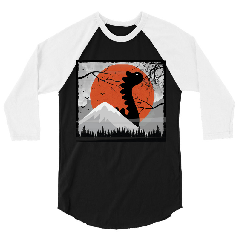 Black Dinosaur Under The Sun, Black Dinosaur, The Sun, Black Dinosaur  3/4 Sleeve Shirt | Artistshot