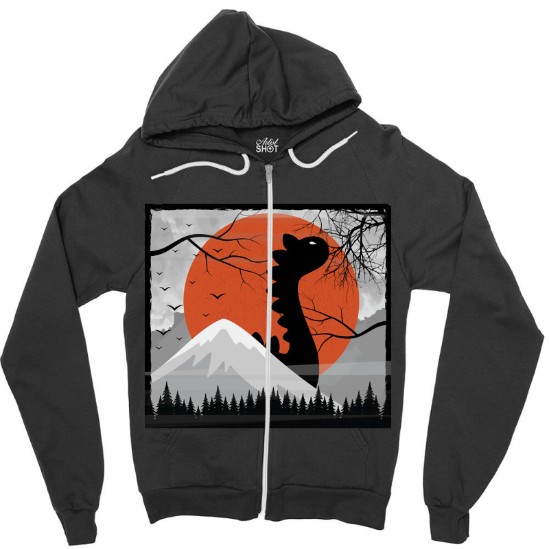 Black Dinosaur Under The Sun, Black Dinosaur, The Sun, Black Dinosaur  Zipper Hoodie | Artistshot