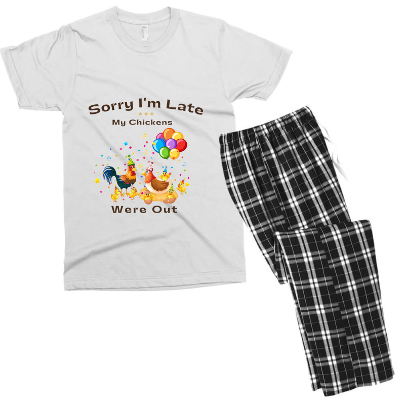 Sorry I'm Late My Chickens Were Out Men's T-shirt Pajama Set | Artistshot