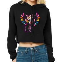 The Day Of The Dead Colored Cat Cropped Hoodie | Artistshot