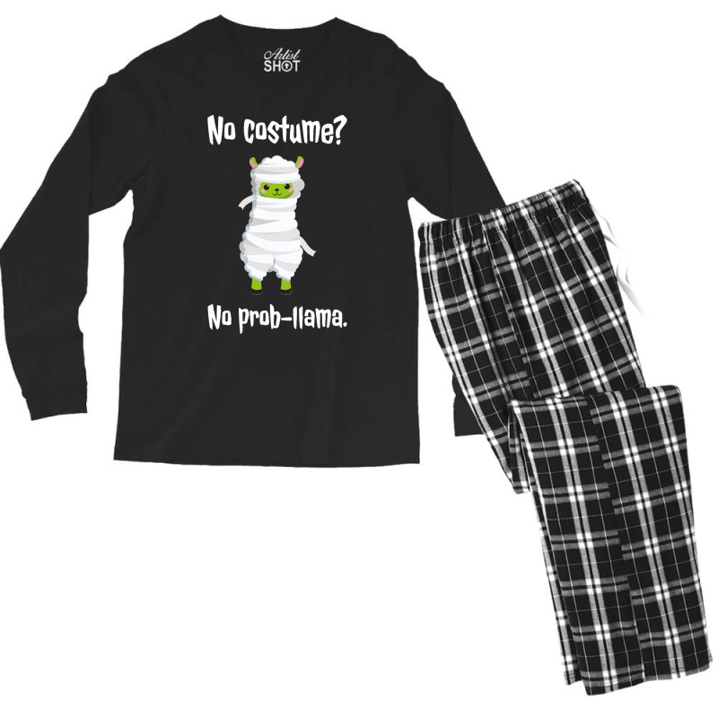 No Costume No Prob Llama Funny Halloween Costume Sweatshirt Men's Long Sleeve Pajama Set | Artistshot