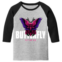 Butterfly Fly Or Die, Butterfly Fly Or Die Vintage, Butterfly Fly Or D Youth 3/4 Sleeve | Artistshot