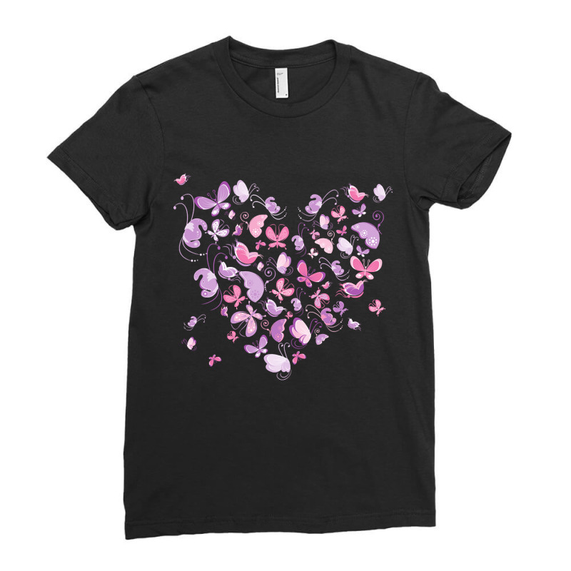 Butterfly Heart Pattern, Butterfly Heart Pattern Vintage, Butterfly He Ladies Fitted T-Shirt by SHOPTTTTR5 | Artistshot