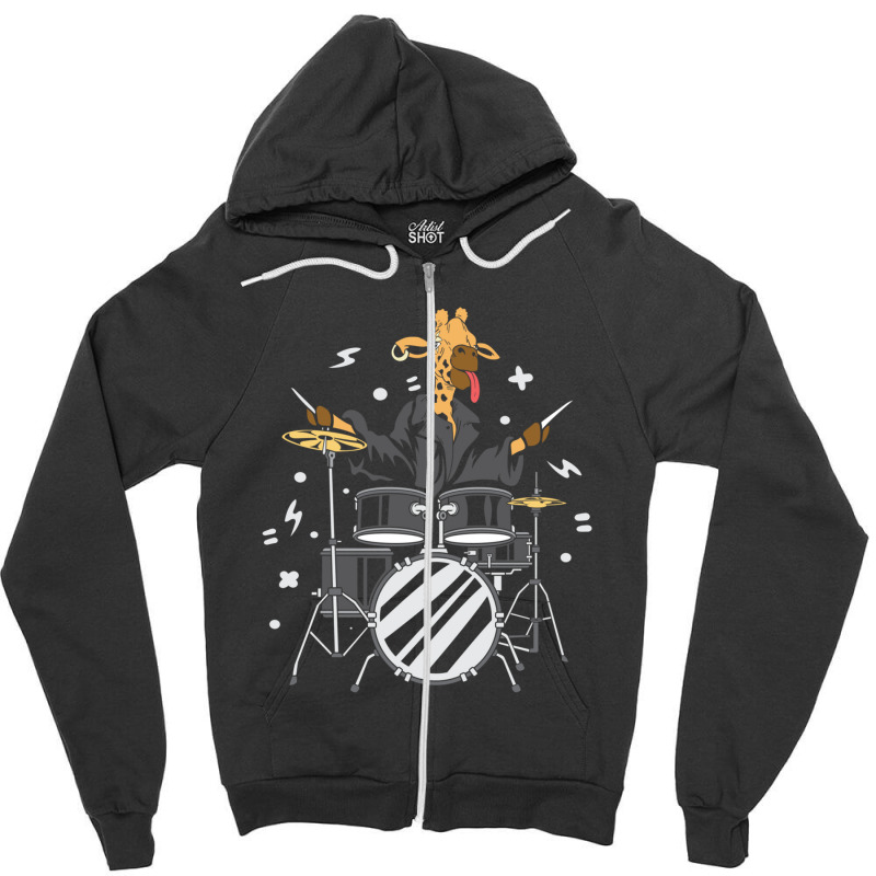 Giraffe Drummer Instrumentalist Gift Zipper Hoodie by DenzelTyler | Artistshot