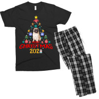 Pug Dog Merry Christmas Tree 2021 Vaccination Pug Costume Dog Lover 78 Men's T-shirt Pajama Set | Artistshot