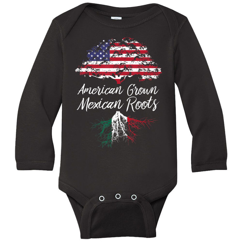 American Grown With Mexican Roots Born In Mexico Long Sleeve Baby Bodysuit by cm-arts | Artistshot