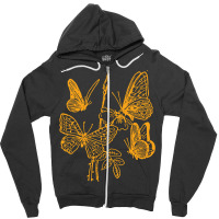 Butterfly Pattern Gold, Butterfly Gold, Butterfly Pattern, Vintage, Bu Zipper Hoodie | Artistshot