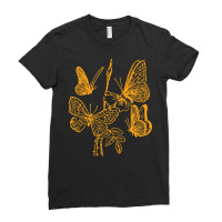 Butterfly Pattern Gold, Butterfly Gold, Butterfly Pattern, Vintage, Bu Ladies Fitted T-shirt | Artistshot